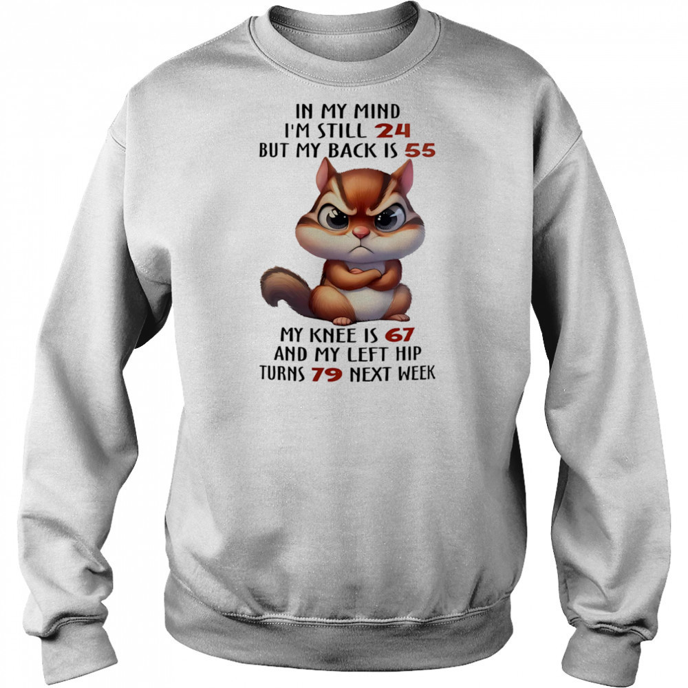 Squirrel in my mind I’m still 24 but my back is 55 my knee is 67 shirt Hoodie