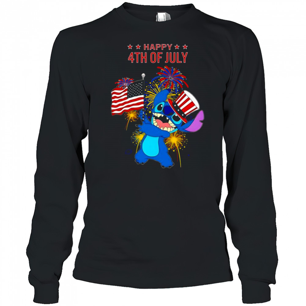 Stitch Happy 4th of July shirt Long Sleeved