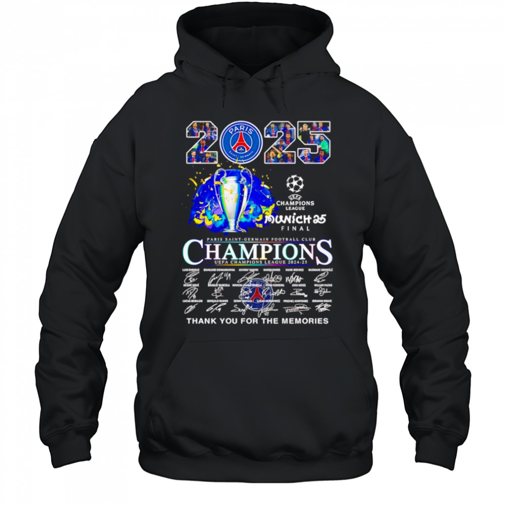 2025 Paris Saint-Germain Champions UEFA Champions League thank you for the memories shirt Hoodie