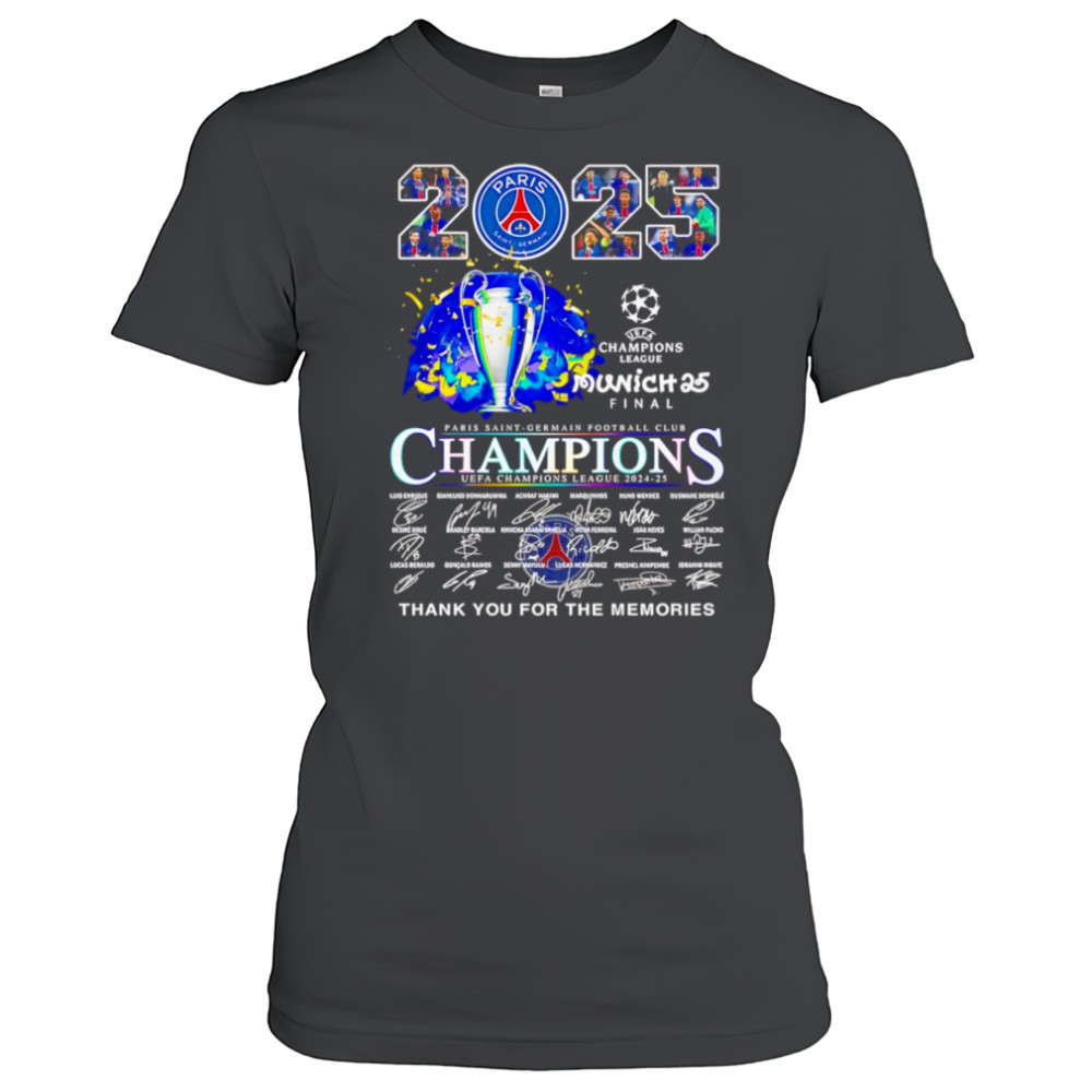 2025 Paris Saint-Germain Champions UEFA Champions League thank you for the memories shirt Women's T-shirt