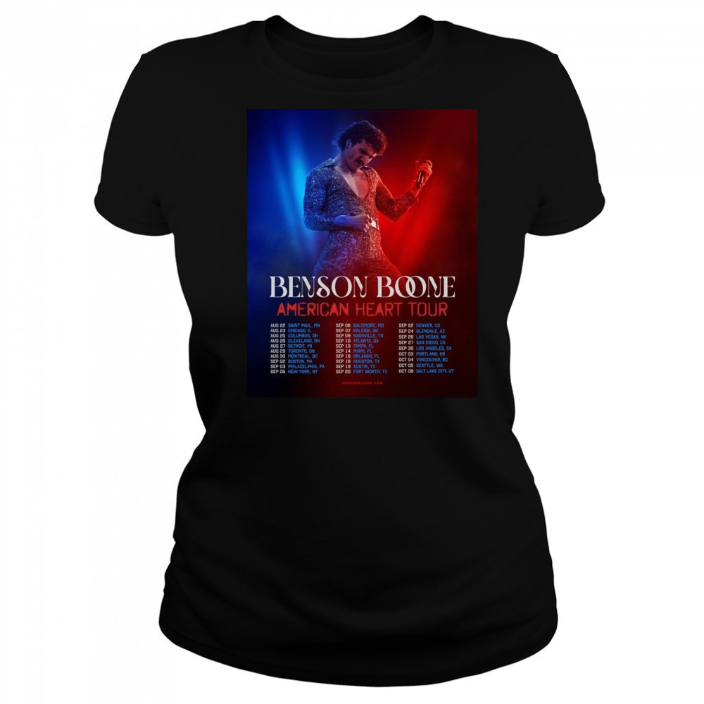 Benson Boone American Heart Tour 2025 Dates List Start In Saint Paul MN On August 22 Shirt Women's T-shirt