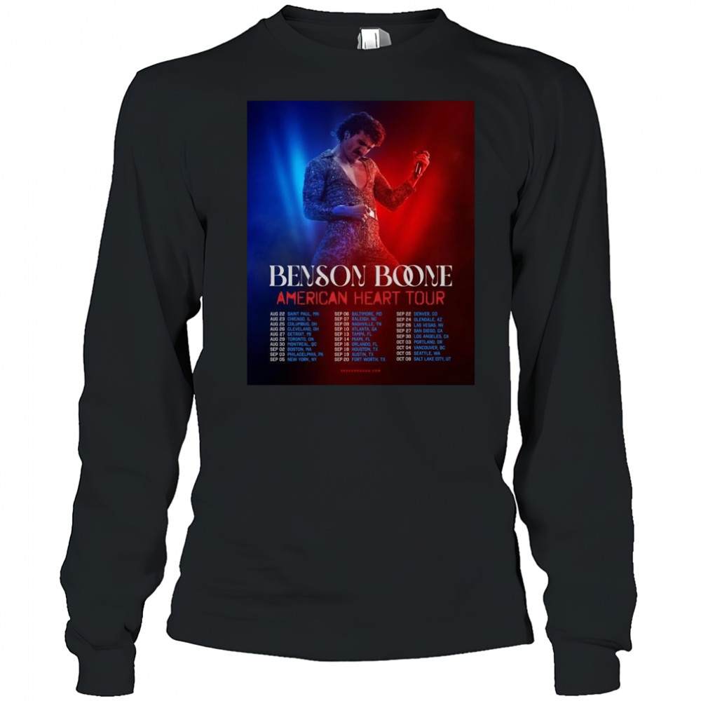 Benson Boone American Heart Tour 2025 Dates List Start In Saint Paul MN On August 22 Shirt Long Sleeved