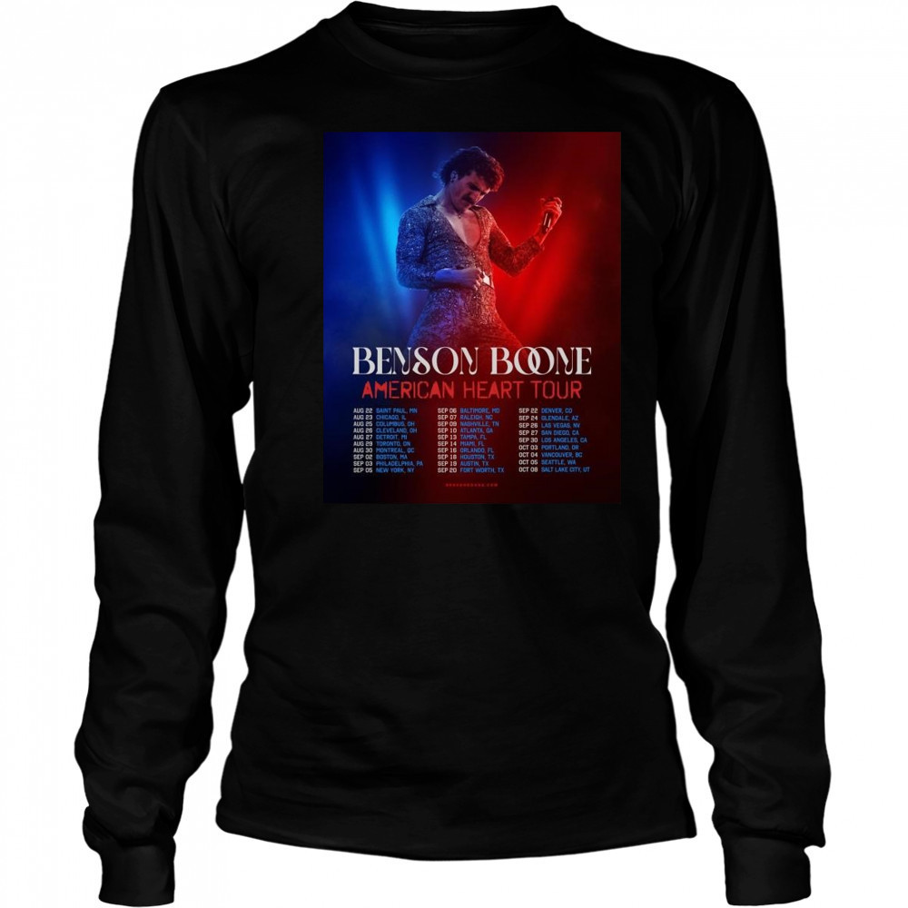 Benson Boone American Heart Tour 2025 Dates List Start In Saint Paul MN On August 22 Shirt Long Sleeved