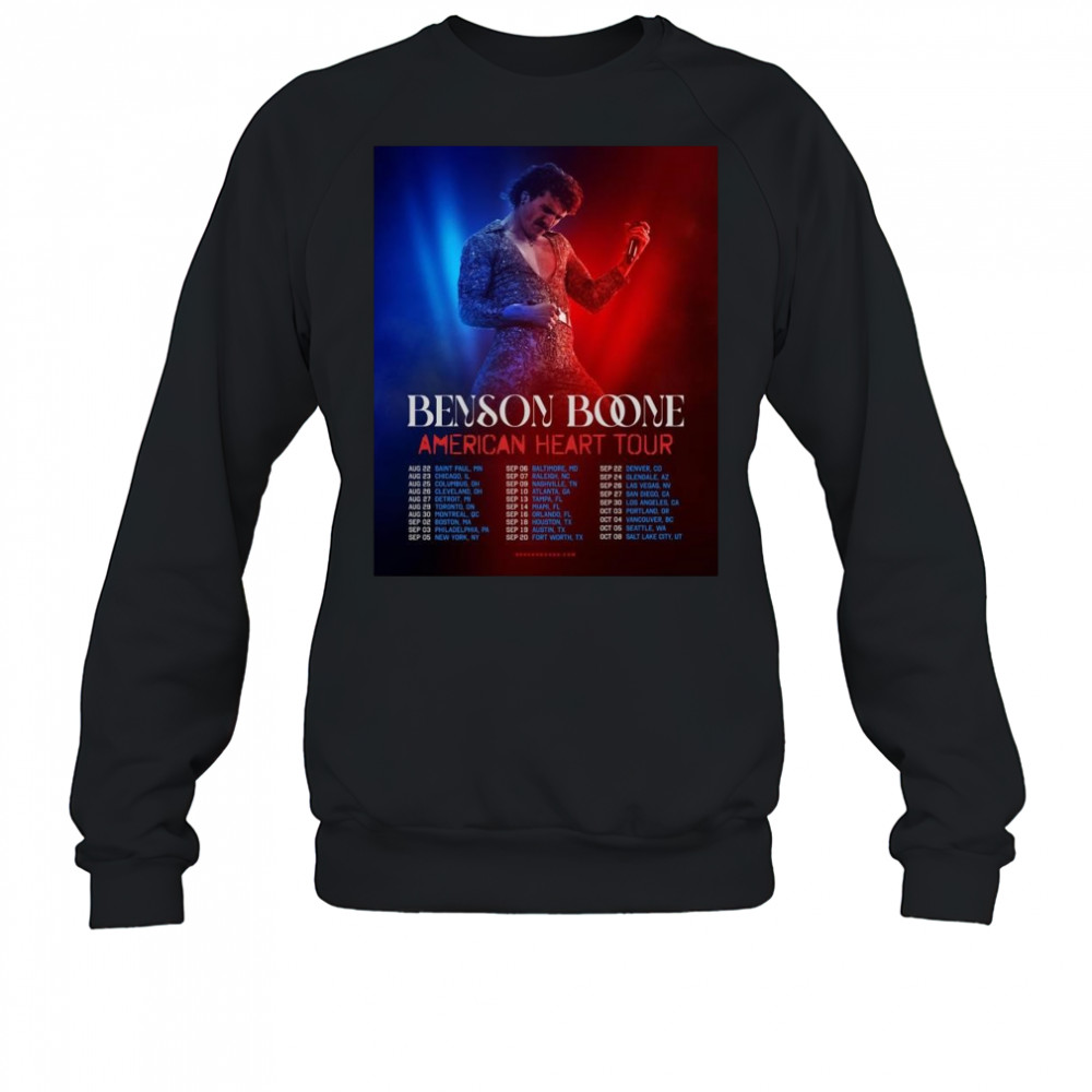 Benson Boone American Heart Tour 2025 Dates List Start In Saint Paul MN On August 22 Shirt Sweatshirt
