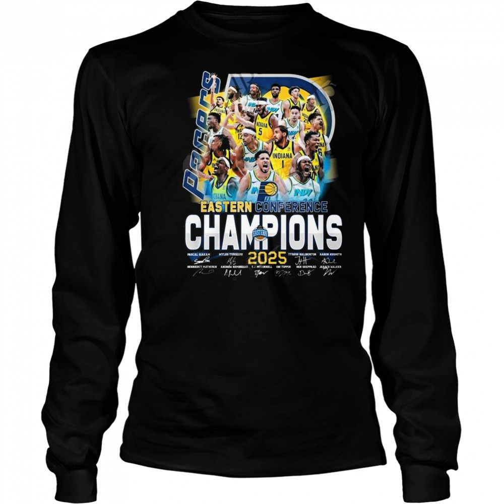 Eastern Conference Champions 2025 Indiana Pacers Signatures Shirt Long Sleeved