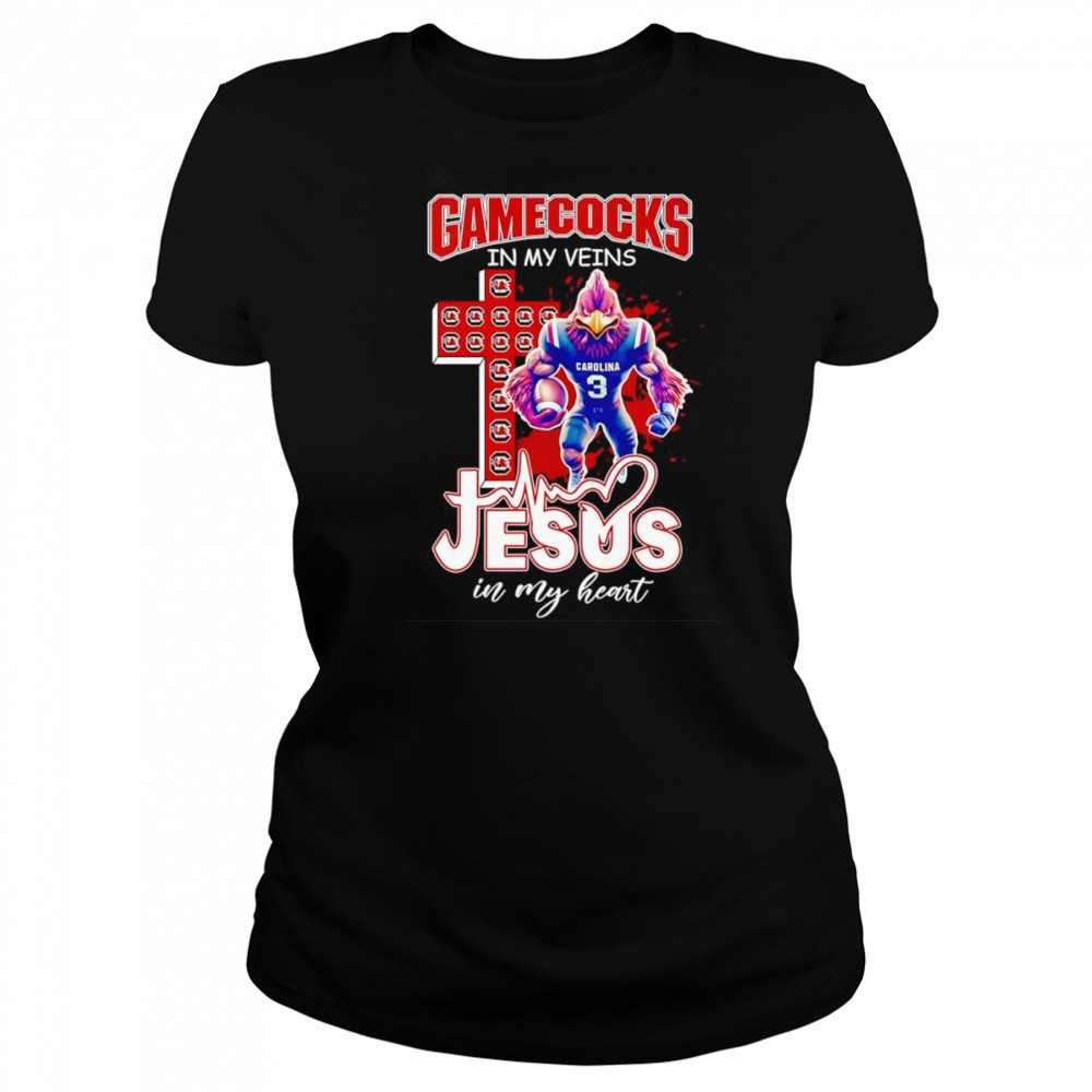 Gamecocks in my veins Jesus in my heart mascot shirt Women's T-shirt