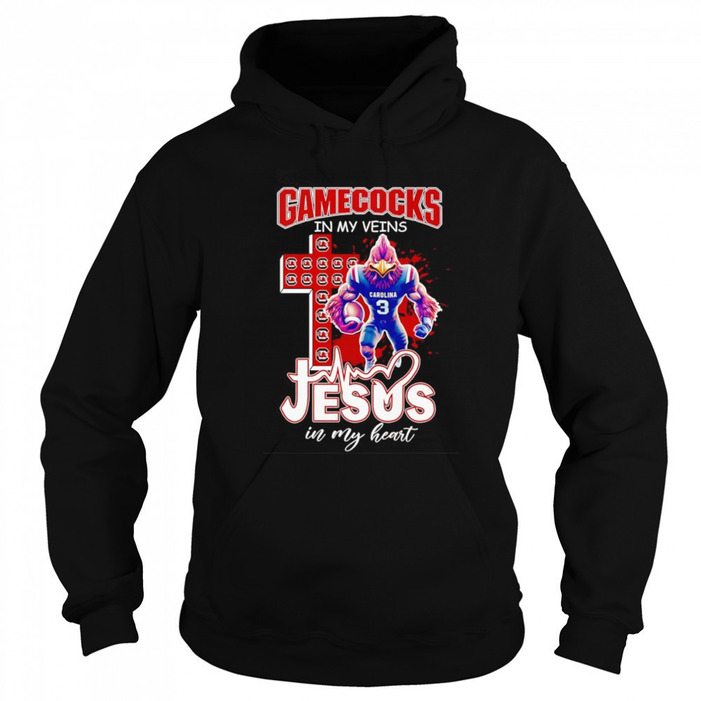 Gamecocks in my veins Jesus in my heart mascot shirt Sweatshirt