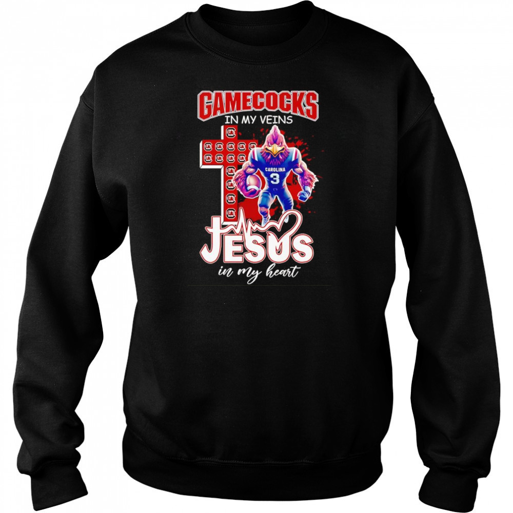 Gamecocks in my veins Jesus in my heart mascot shirt Hoodie