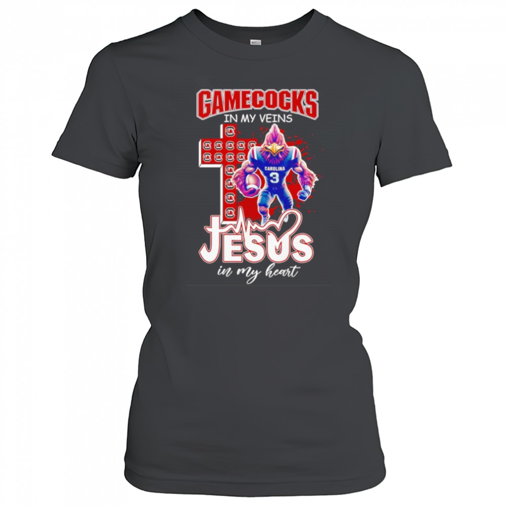 Gamecocks in my veins Jesus in my heart mascot shirt Women's T-shirt