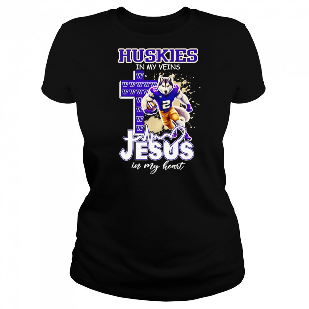 Huskies in my veins Jesus in my heart mascot shirt Women's T-shirt