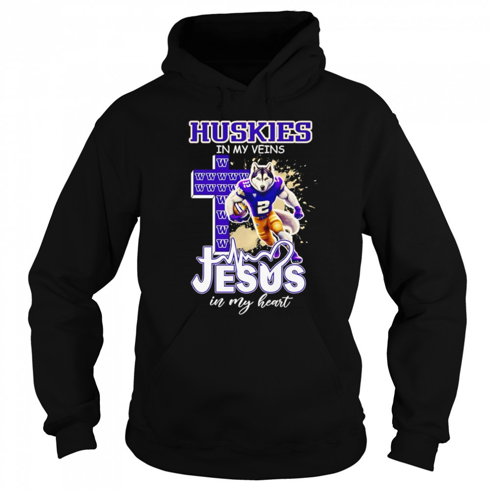 Huskies in my veins Jesus in my heart mascot shirt Sweatshirt