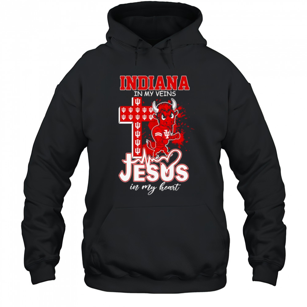 Indiana in my veins Jesus in my heart mascot shirt Hoodie