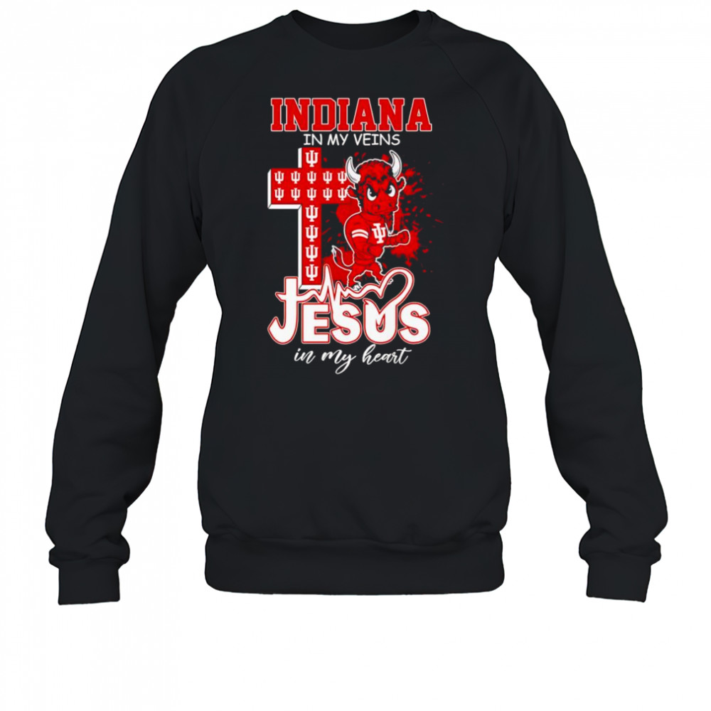 Indiana in my veins Jesus in my heart mascot shirt Sweatshirt
