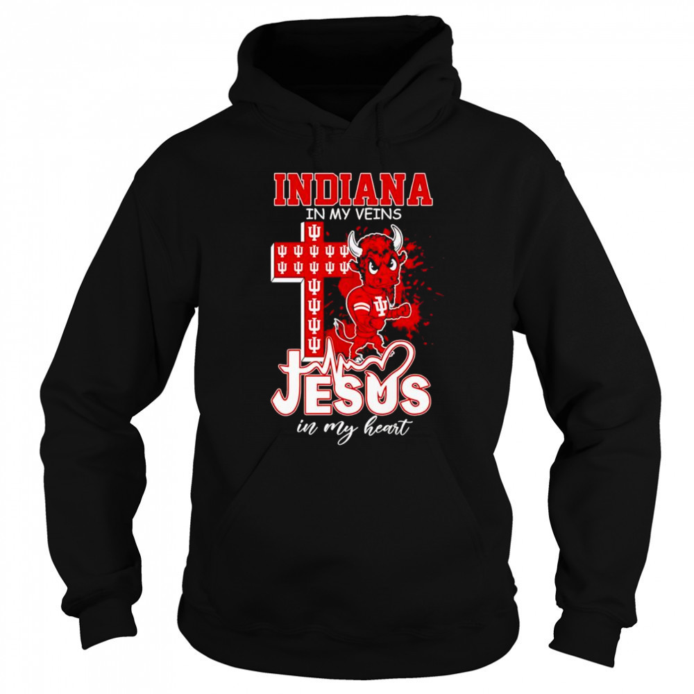 Indiana in my veins Jesus in my heart mascot shirt Sweatshirt