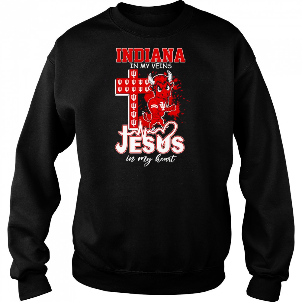 Indiana in my veins Jesus in my heart mascot shirt Hoodie