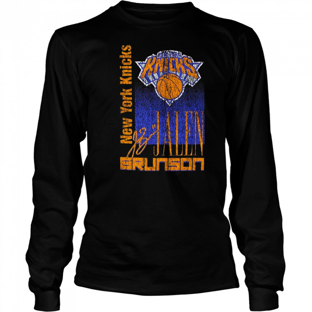 Jalen Brunson New York Knicks New Era Full Court Press Mineral Wash Player Shirt Long Sleeved