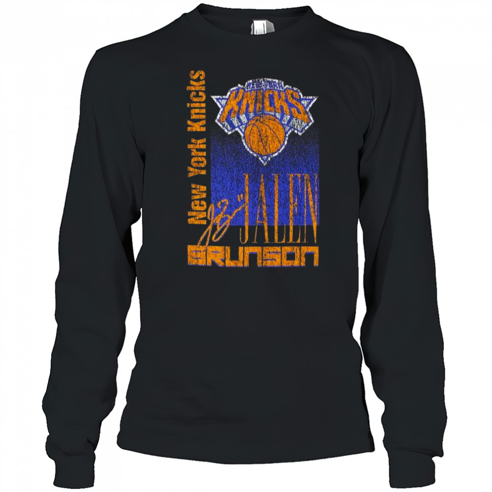 Jalen Brunson New York Knicks New Era Full Court Press Mineral Wash Player Shirt Long Sleeved