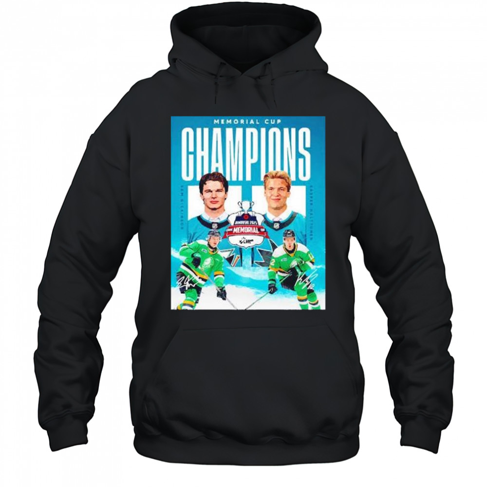Memorial Cup Champions Sam Dickinson and Kasper Halttunen London Knights signature shirt Hoodie