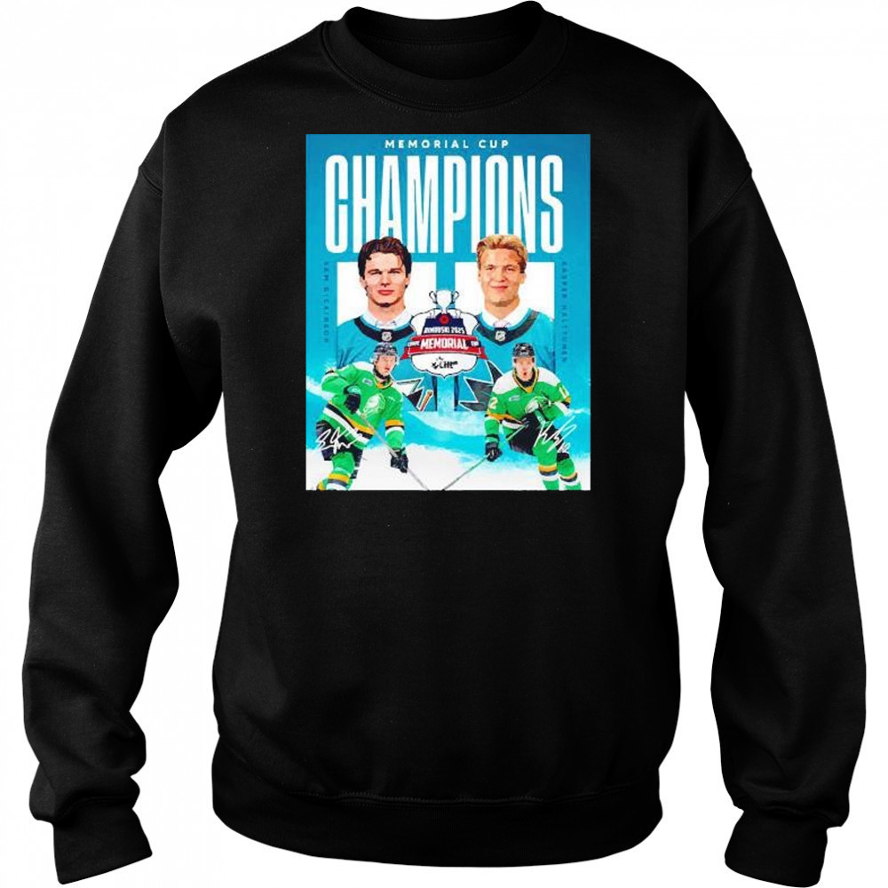 Memorial Cup Champions Sam Dickinson and Kasper Halttunen London Knights signature shirt Hoodie