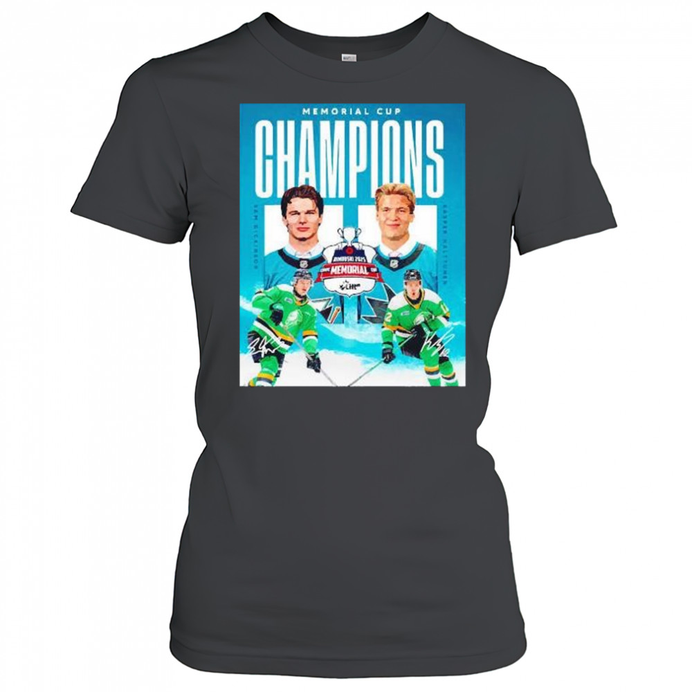 Memorial Cup Champions Sam Dickinson and Kasper Halttunen London Knights signature shirt Women's T-shirt