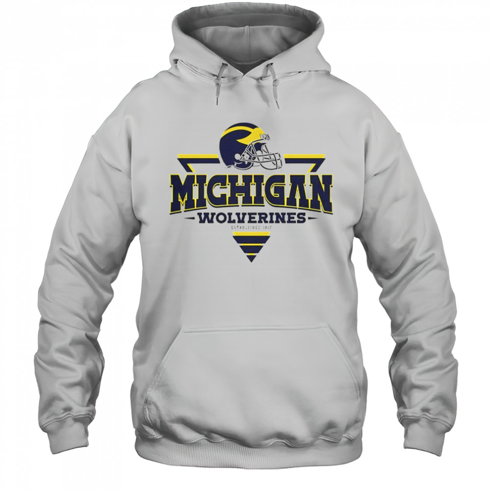 Michigan Wolverines Football Triangle Helmet T-Shirt Hoodie