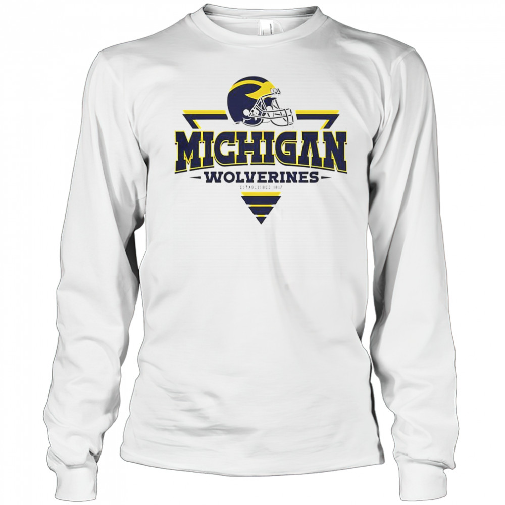 Michigan Wolverines Football Triangle Helmet T-Shirt Long Sleeved