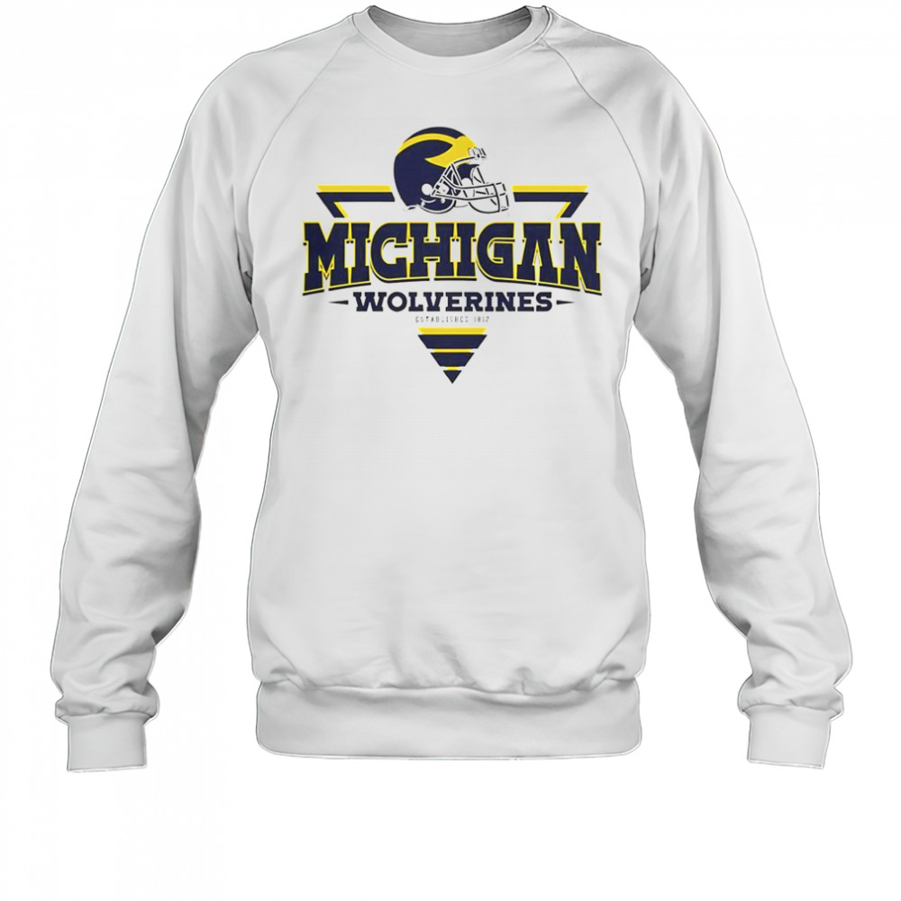 Michigan Wolverines Football Triangle Helmet T-Shirt Sweatshirt