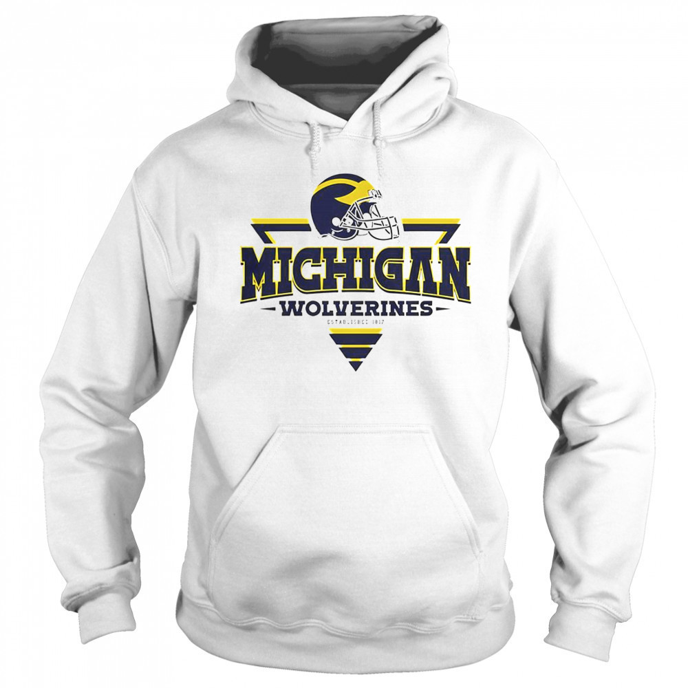 Michigan Wolverines Football Triangle Helmet T-Shirt Sweatshirt
