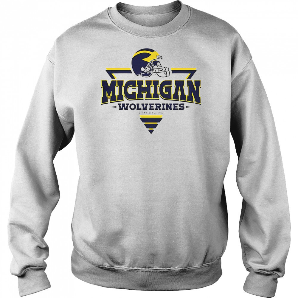 Michigan Wolverines Football Triangle Helmet T-Shirt Hoodie