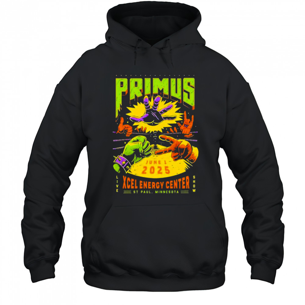 Primus Concert Poster In Saint Paul MN On June 1st 2025 At Xcel Energy Center shirt Hoodie