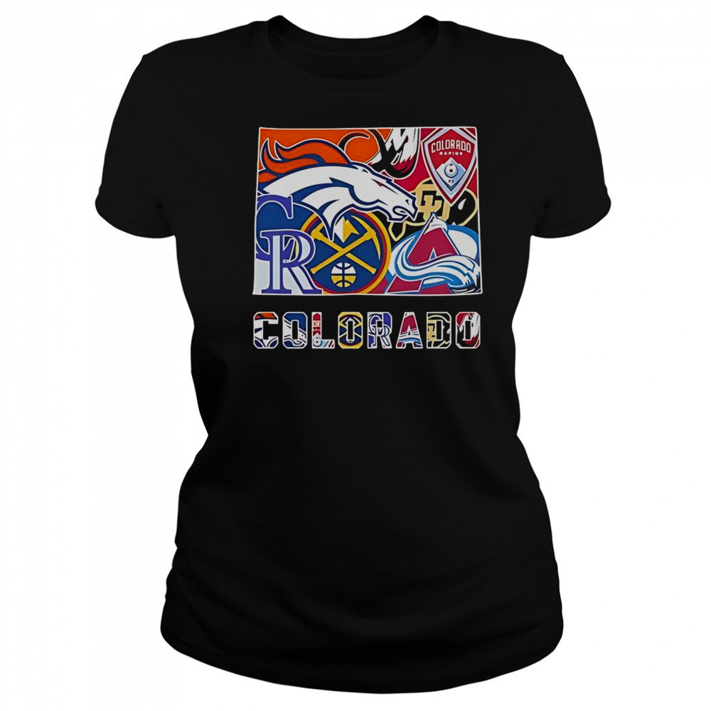 Colorado Sports Team Broncos Rapids Rockies Nuggets Buffaloes And Avalanche Logos T-Shirt Women's T-shirt