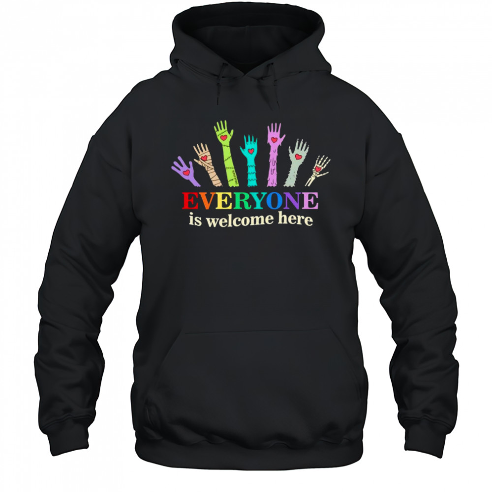 Everyone is welcome here LGBT Pride hand shirt Hoodie