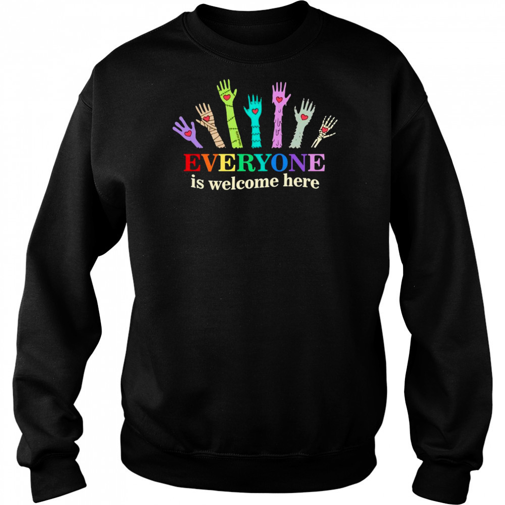 Everyone is welcome here LGBT Pride hand shirt Hoodie