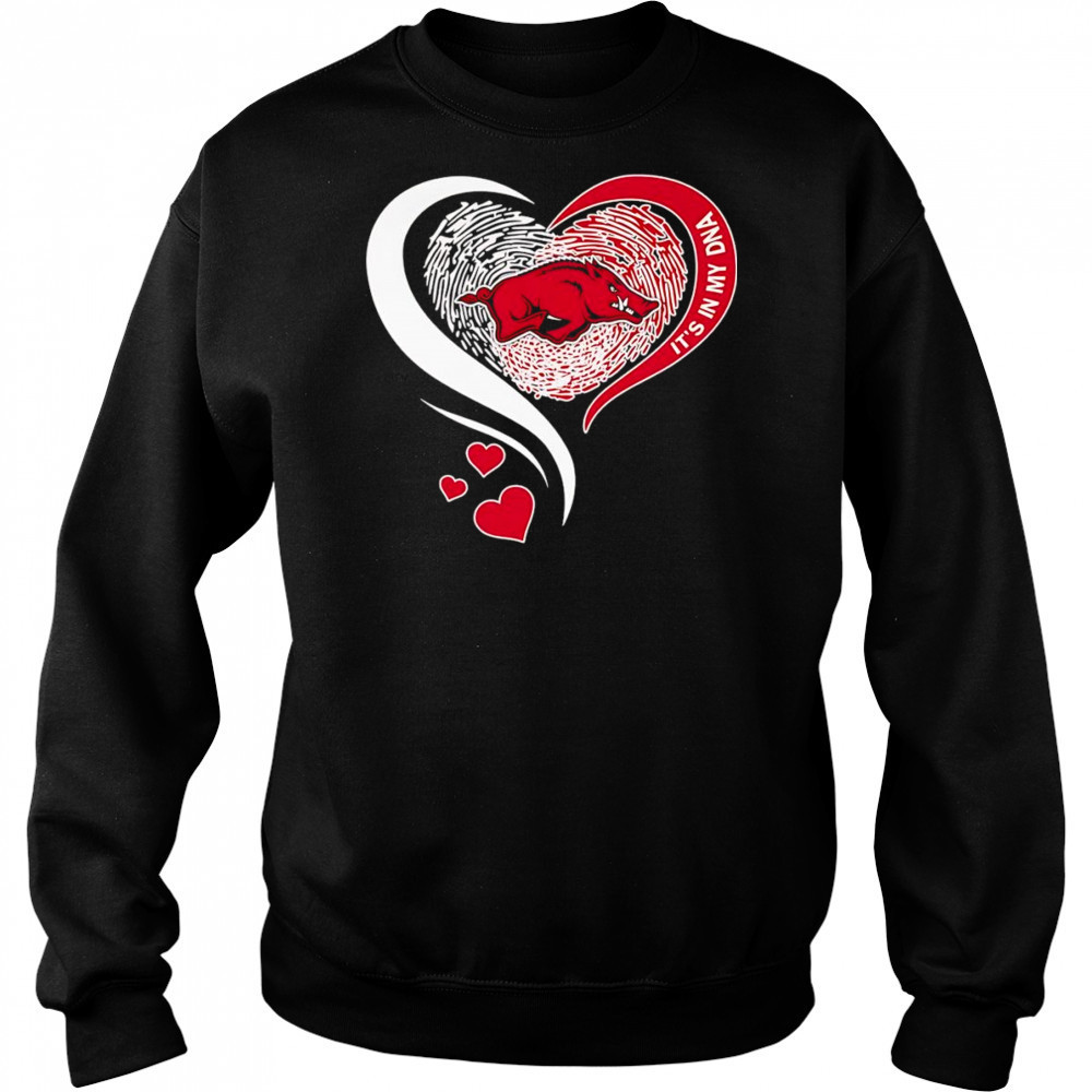 Fingerprint heart it’s in my DNA Arkansas Razorbacks shirt Hoodie