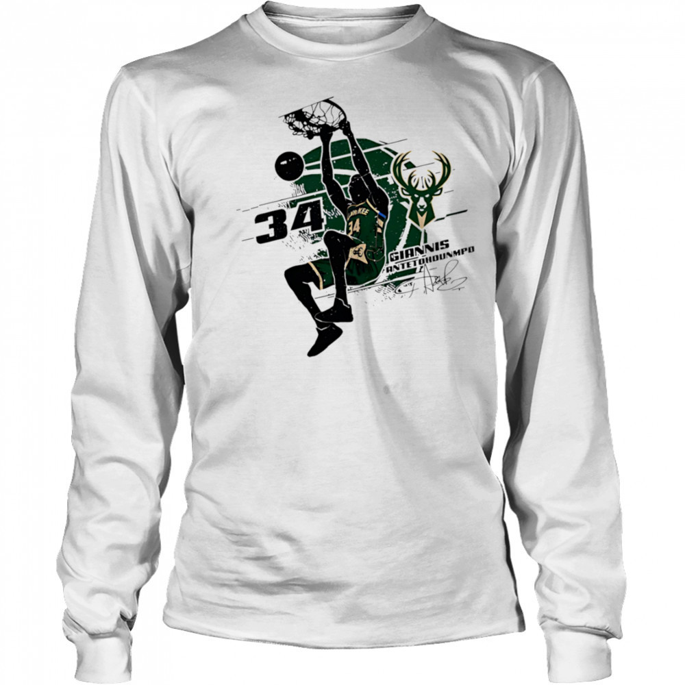 Giannis Antetokounmpo Milwaukee Bucks Silhouette shirt Long Sleeved