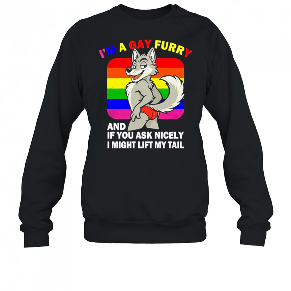 I’m A Gay Furry And If You Ask Nicely I Might Lift My Tail shirt Sweatshirt