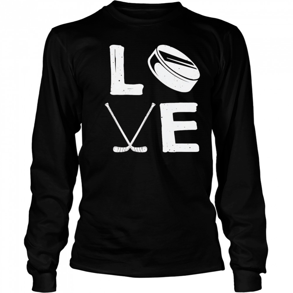 Love hockey retro shirt Long Sleeved