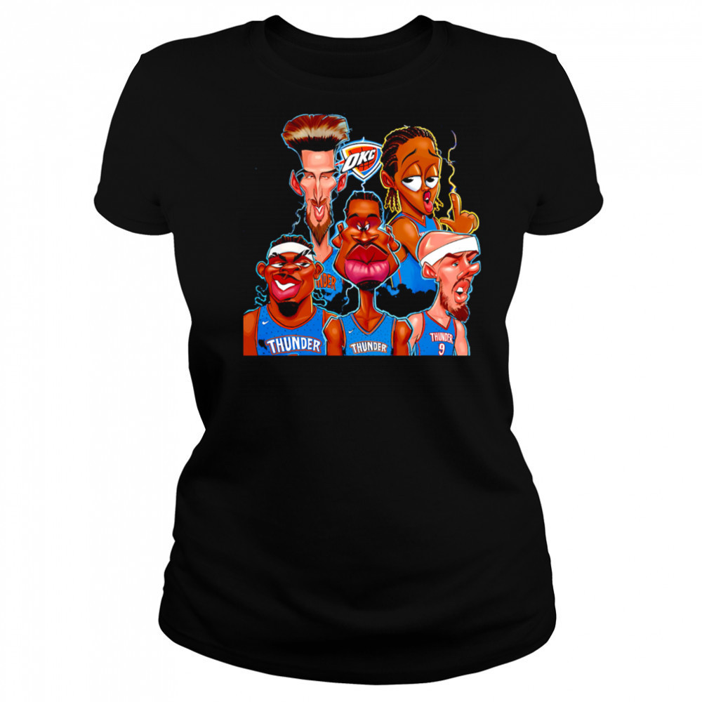 Nba Finals Okc Thunder team players caricature cartoon shirt Women's T-shirt