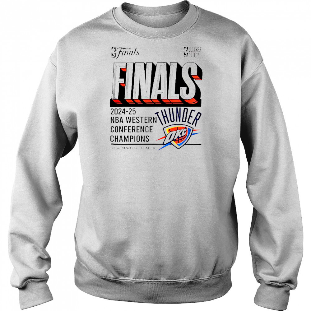 Oklahoma City Thunder Steel 2025 Western Conference Champions Locker Room T-Shirt Hoodie