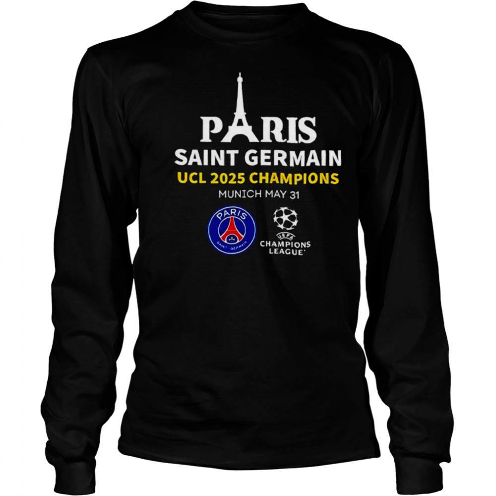 Paris Saint Germain UCL 2025 Champions Munich may 31 T shirt Long Sleeved