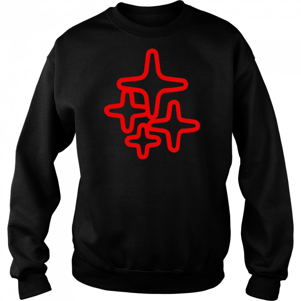 Red 4 star T shirt Hoodie