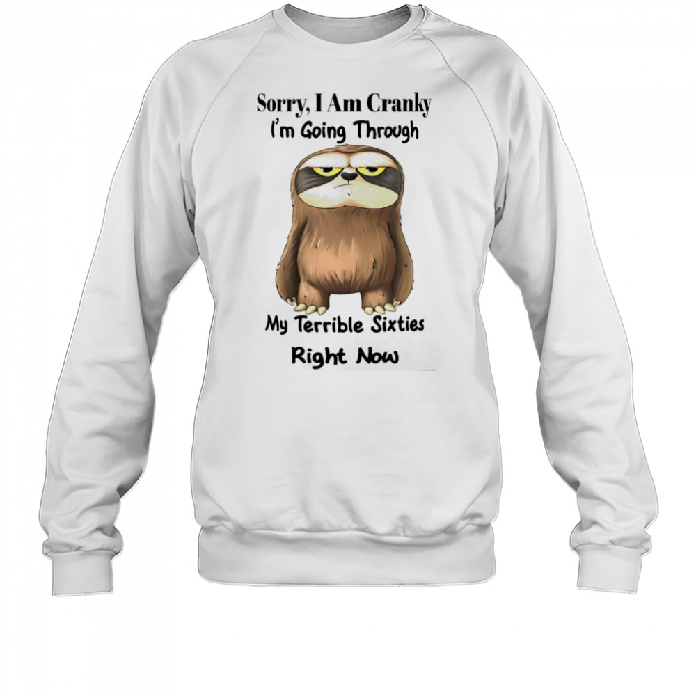 Sloth sorry I am cranky I’m going through my terrible sixties right now shirt Sweatshirt