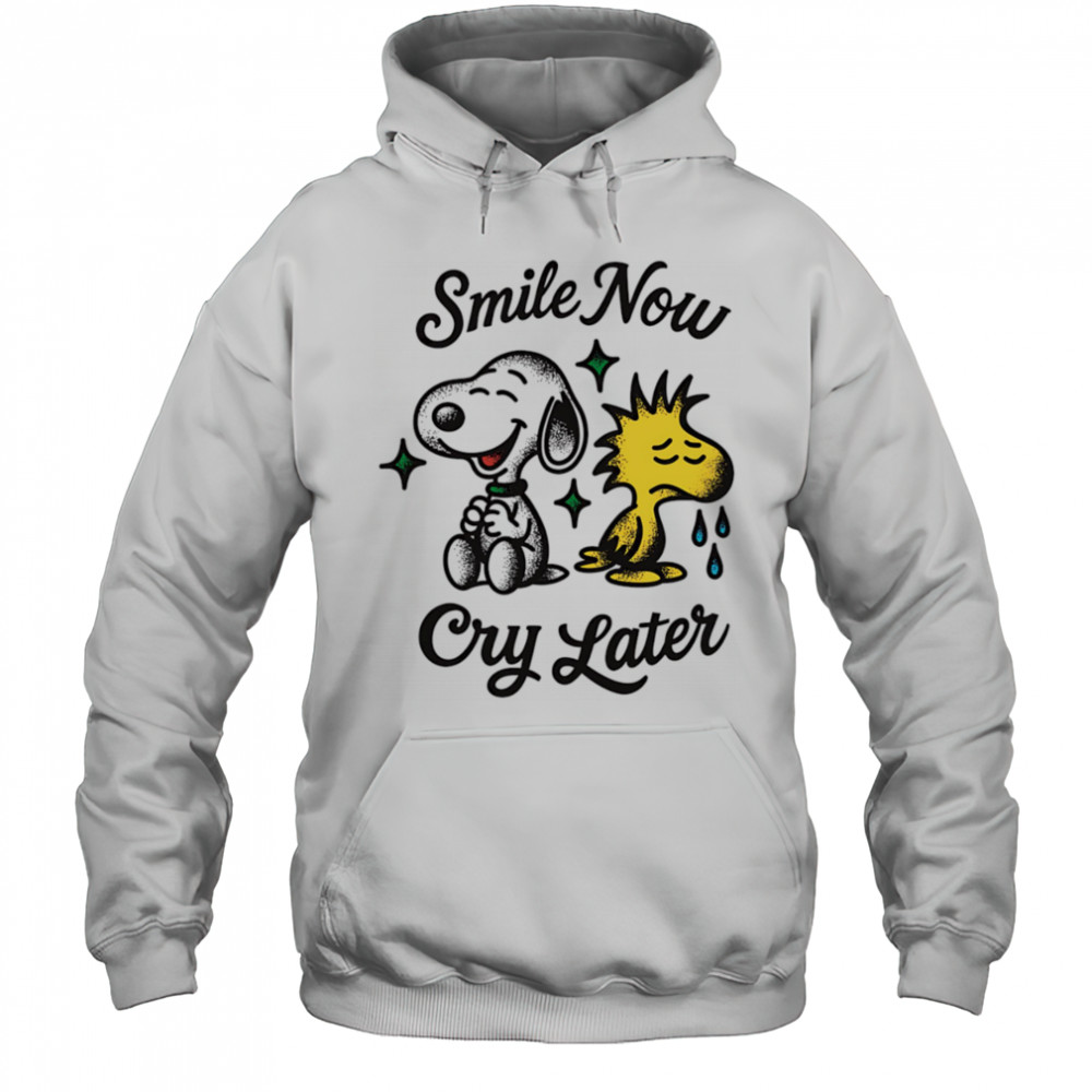 Snoopy and Woodstock smile now cry later shirt Hoodie