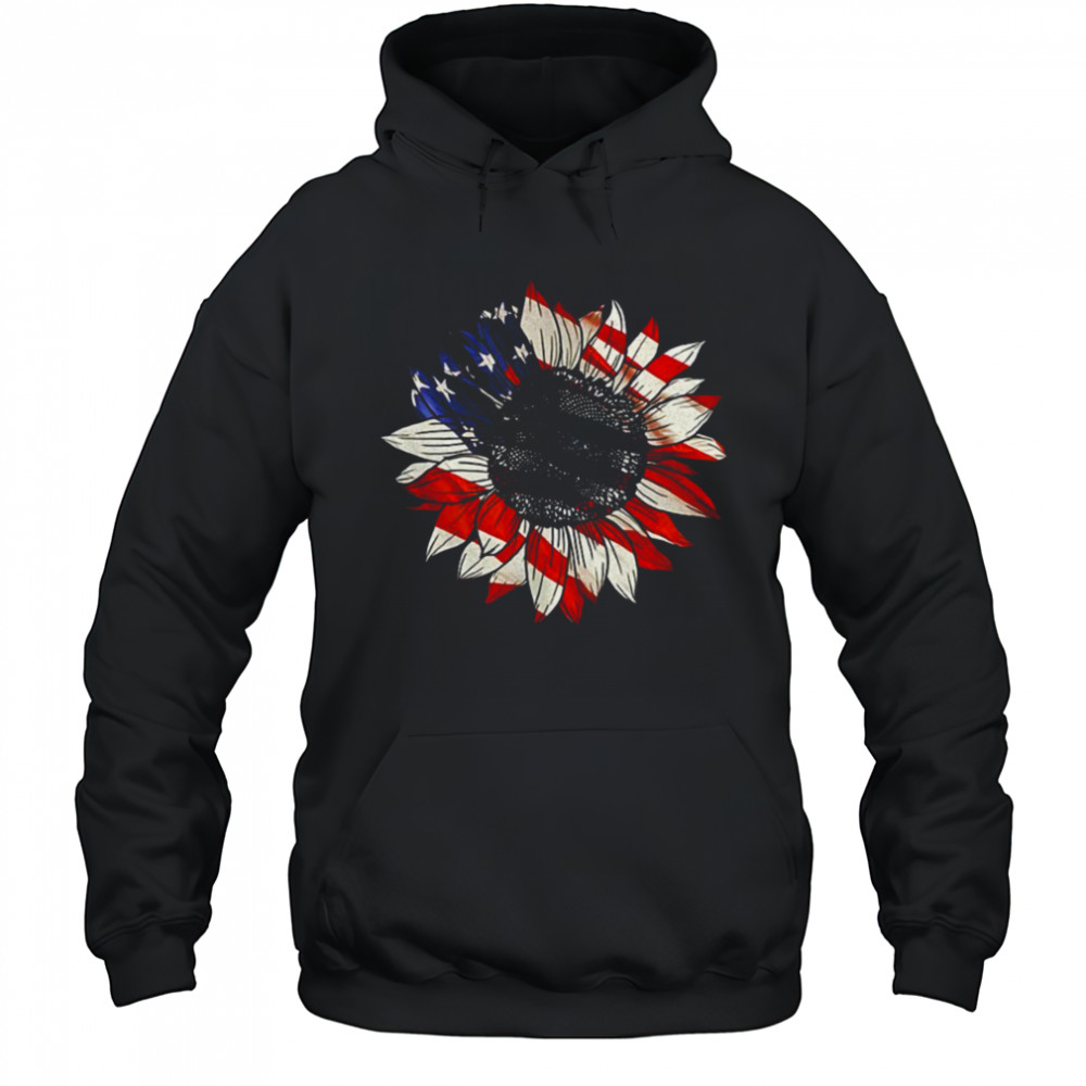 Sunflower American flag 4th of july Merica USA shirt Hoodie