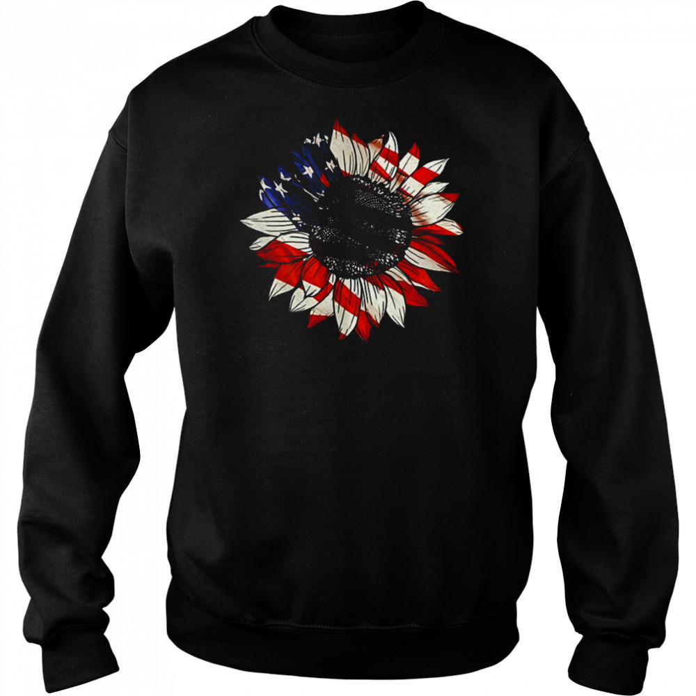Sunflower American flag 4th of july Merica USA shirt Hoodie
