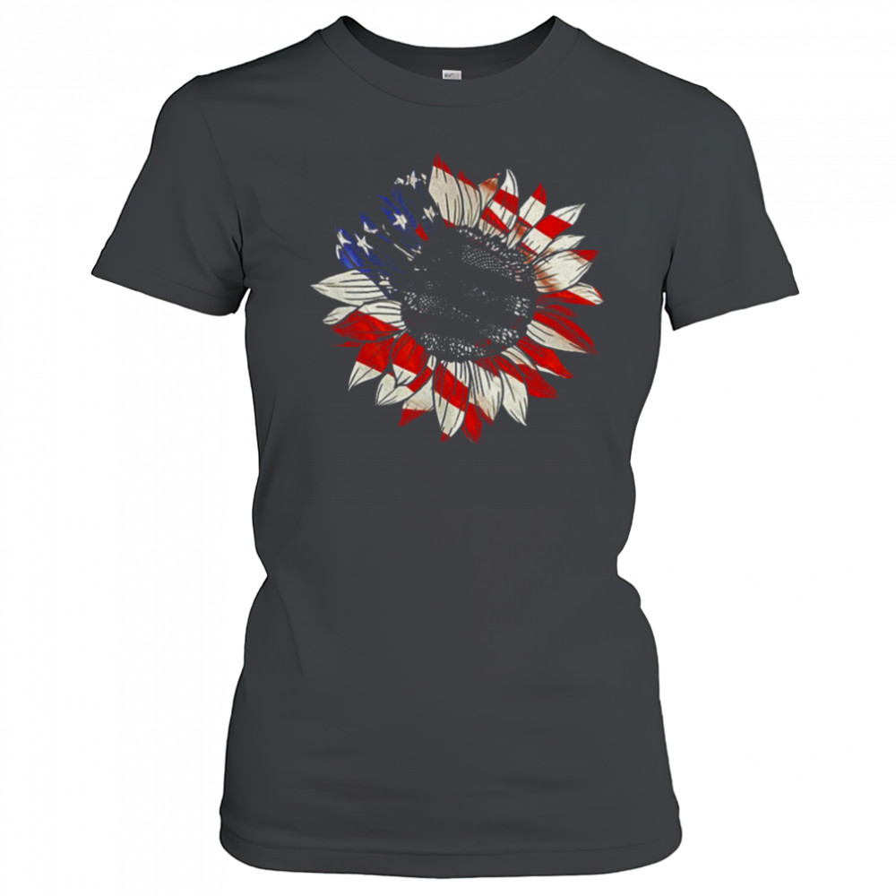 Sunflower American flag 4th of july Merica USA shirt Women's T-shirt