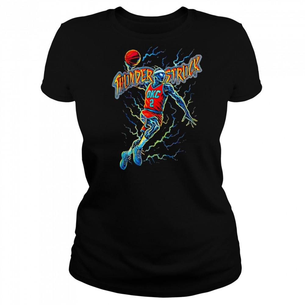 Thunderstruck OKC Basketball SGA skeleton lightning shirt Women's T-shirt
