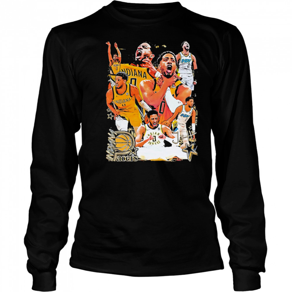 Tyrese Haliburton Indiana Pacers graphic players retro 2025 shirt Long Sleeved