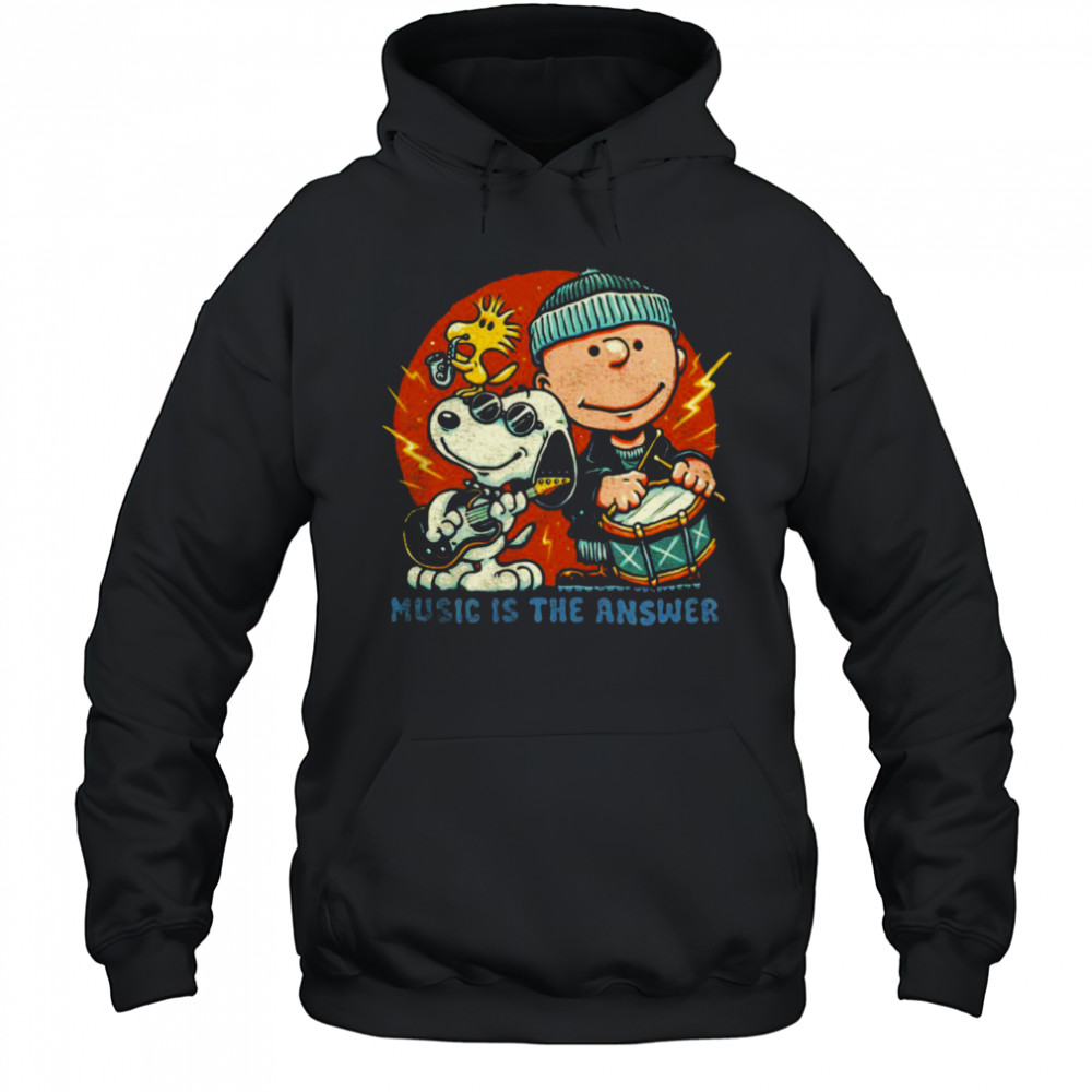 Woodstock Snoopy and Charlie Brown music is the answer shirt Hoodie