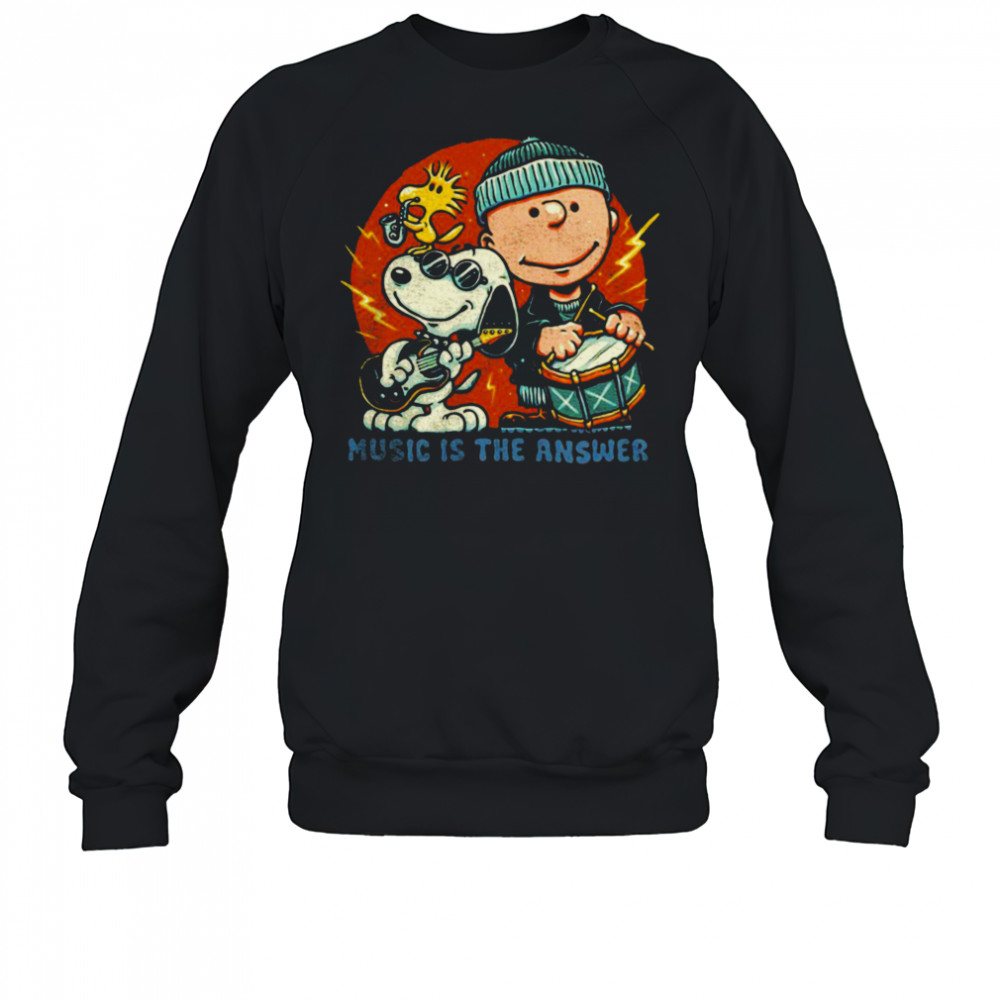 Woodstock Snoopy and Charlie Brown music is the answer shirt Sweatshirt